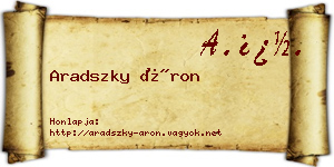 Aradszky Áron névjegykártya